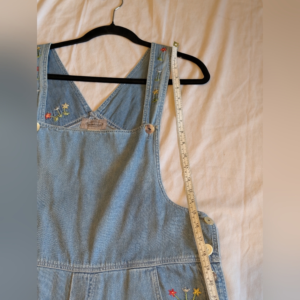 Vintage Stonebridge Denim Floral Embroidery Overalls Size Large - Picture 9 of 13